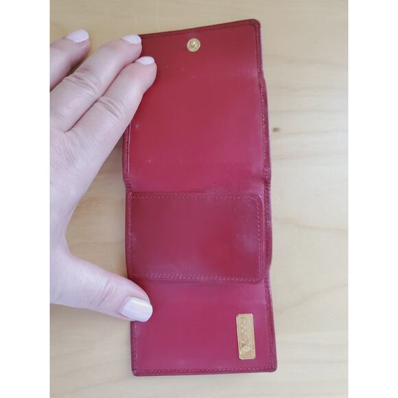 Gucci Vintage Red Leather Tri-fold Mini Wallet c/c Holder 3''x2'' Italy - Picture 6 of 7